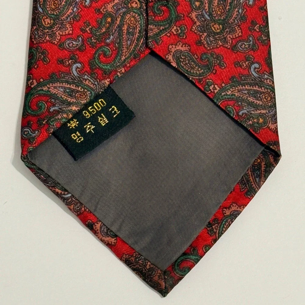 Vintage Goldlion Red Paisley Necktie Men's Classic Wide Tie Chinese Hong Kong